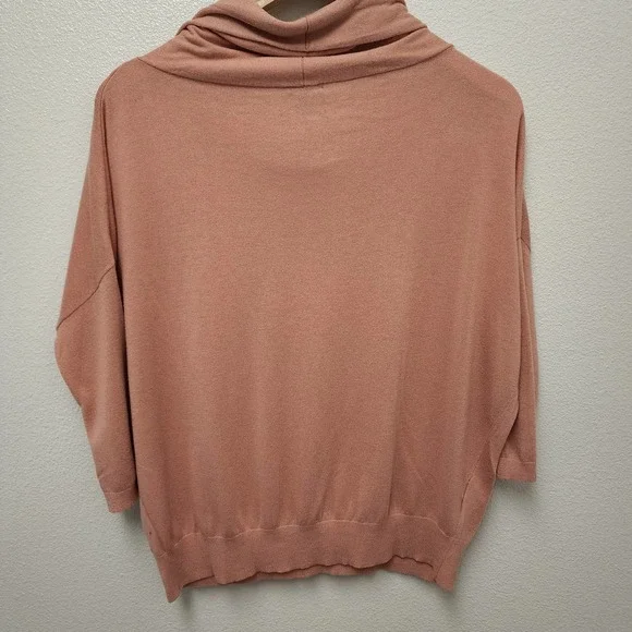 Ann Taylor Pink Cowlneck Knit Sweater 3/4 Sleeve Cashmere Blend Women's Size M - Picture 2 of 7
